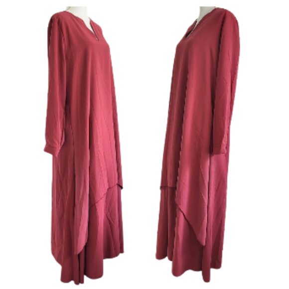 OC ORDER PLUS Long Layered Burgundy Maxi Dress - Women's Plus Size 3X - Picture 3 of 6